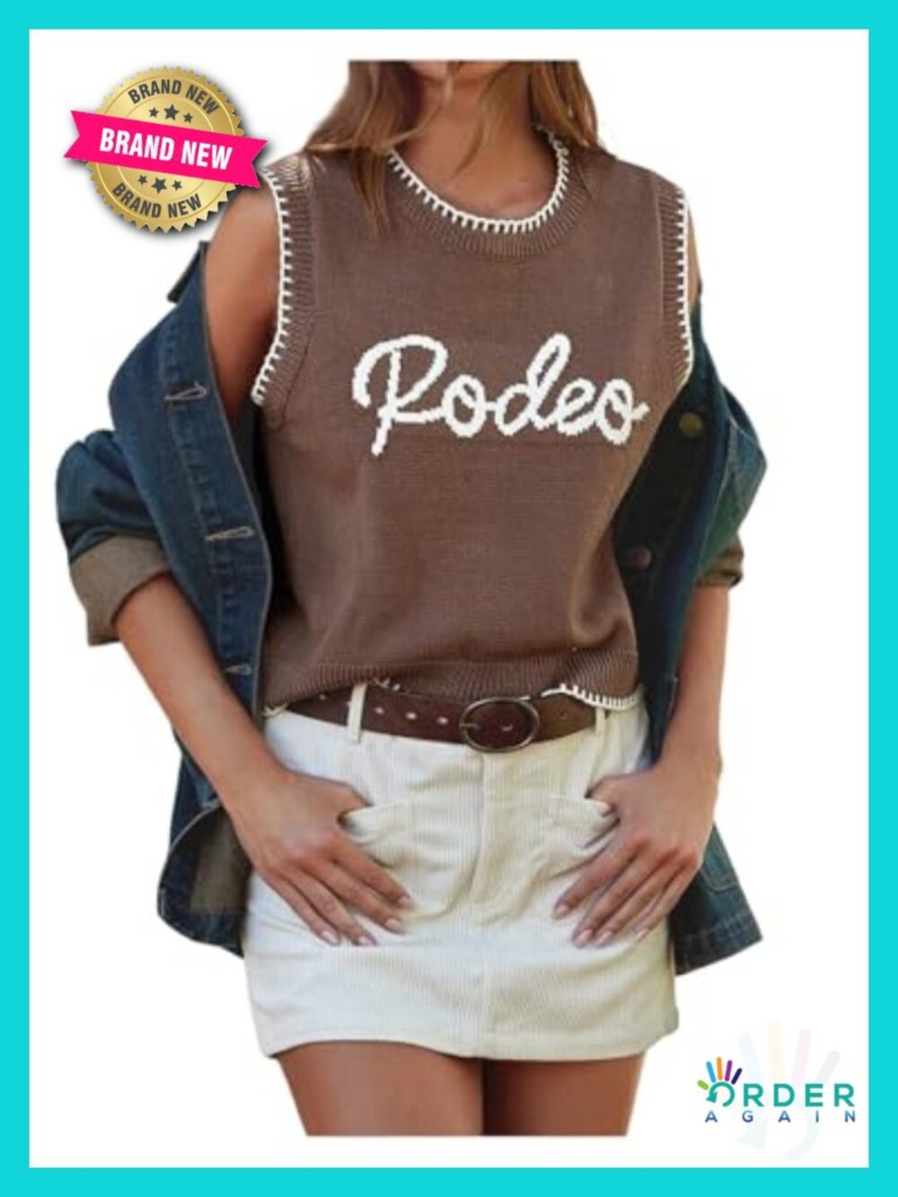 Women's Letter Graphic Sweater Vest Sleeveless Knit Top